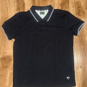 Fried Denim XL Solid Black Knit Polo Shirt Short Sleeve Collared Button Logo Men
